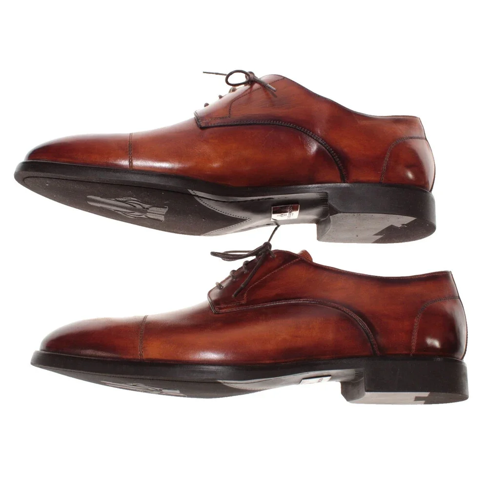 Di Bianco NWD Lace Up Derby Dress Shoes Size 46 (US 13) in Brown Leather